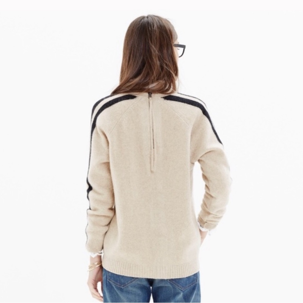 Madewell women’s 100% Merino wool scoop-neck sweater overside green/grey sizeXS‎ - Picture 4 of 16